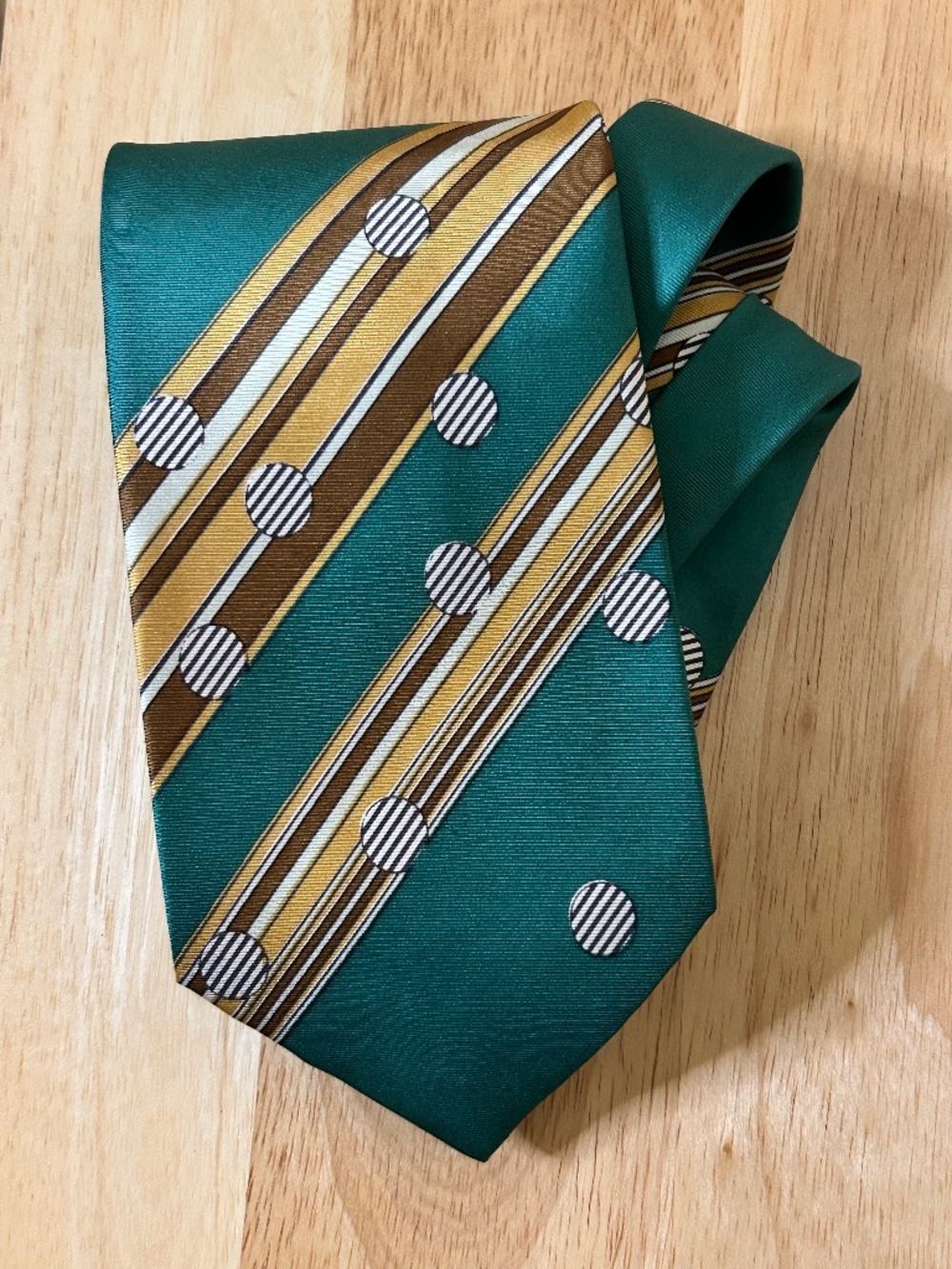 RETRO Strawbridge & Clothier Woven 100% Silk Tie Striped Teal - Mad Men vibes